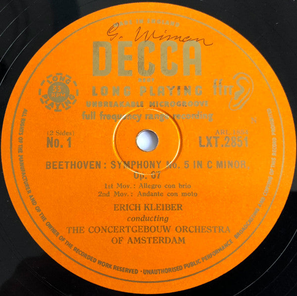 Ludwig van Beethoven - Symphony No 5 In C Minor Opus 67 (Vinyl, LP, Mono) Very Good (VG) / Good Plus (G+)