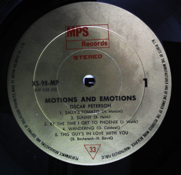 Oscar Peterson - Motions & Emotions (Vinyl, LP, Stereo) Very Good Plus (VG+) / Very Good Plus (VG+)