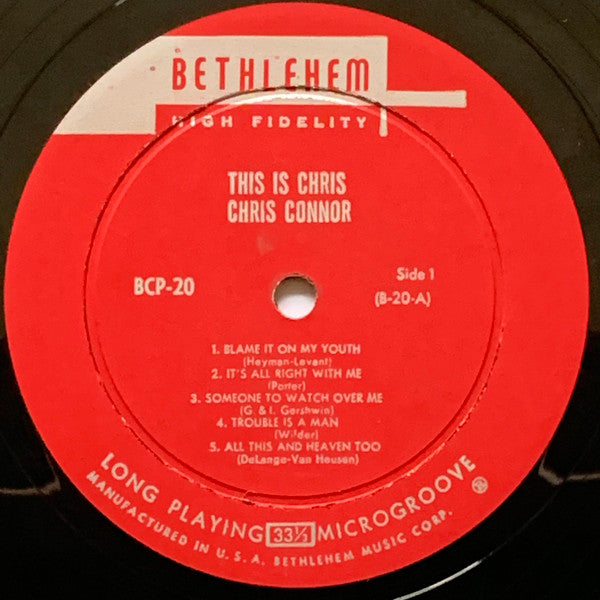 Chris Connor - This Is Chris (Vinyl, LP, Album, Repress, Mono) Very Good (VG) / Fair (F)