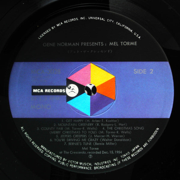 Mel Tormé - Gene Norman Presents Mel Tormé (Actually Recorded At The Crescendo Dec.15, 1954) = アット·ザ·クレッセンド (Vinyl, LP, Mono) Very Good Plus (VG+) / Very Good Plus (VG+)