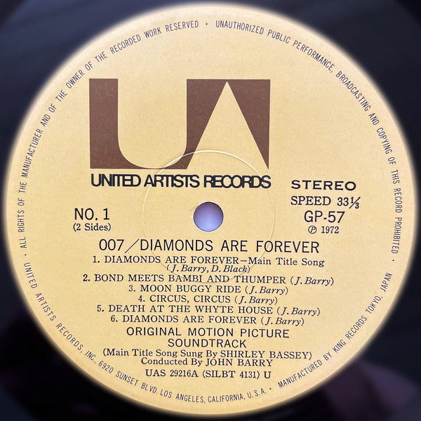 John Barry - 007 Diamonds Are Forever (Original Motion Picture Soundtrack) (Vinyl, LP, Album) Very Good Plus (VG+) / Very Good (VG)