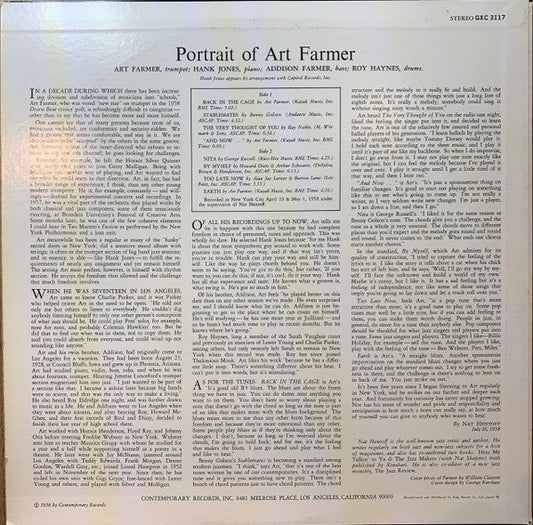 Art Farmer - Portrait Of Art Farmer (Vinyl, LP, Album, Reissue, Stereo) Very Good Plus (VG+) / Very Good Plus (VG+)