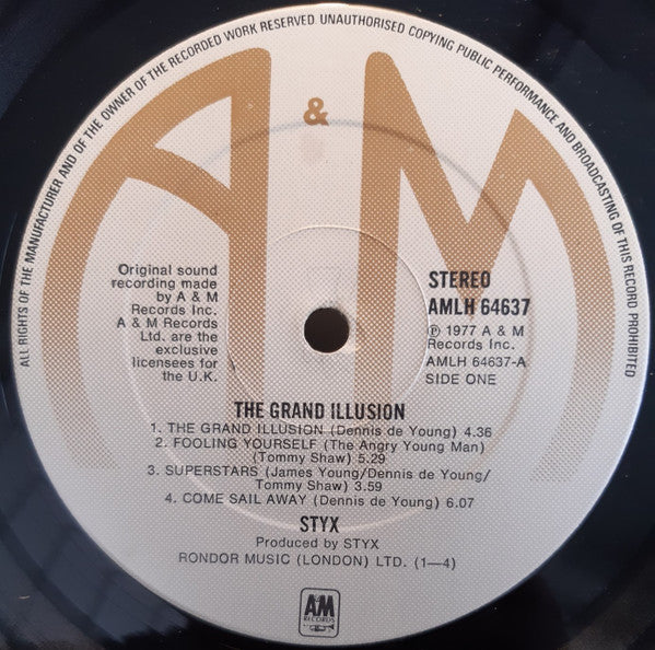 Styx - The Grand Illusion (Vinyl, LP, Album, Stereo) Very Good Plus (VG+) / Very Good Plus (VG+)