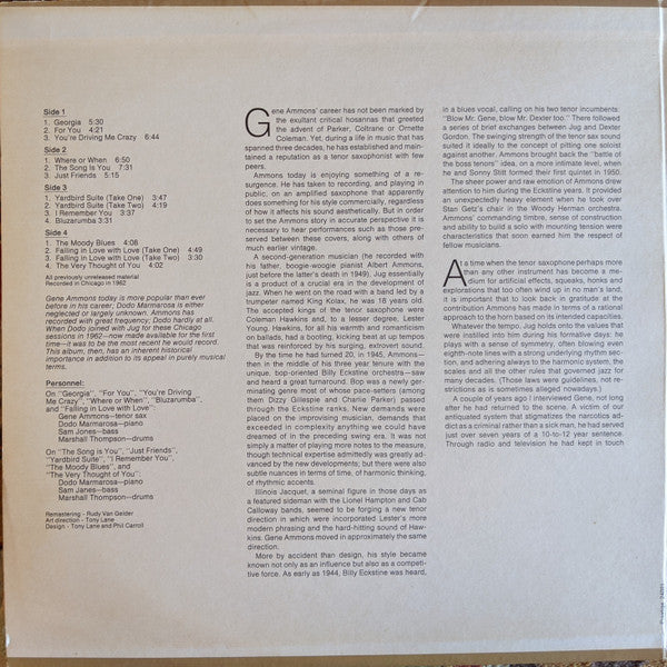 Gene Ammons - Jug & Dodo (2xVinyl, LP, Album, Remastered) Very Good Plus (VG+) / Good Plus (G+)