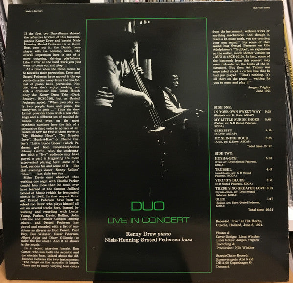 Kenny Drew - Duo Live In Concert (Vinyl, LP, Album) Good Plus (G+) / Fair (F)
