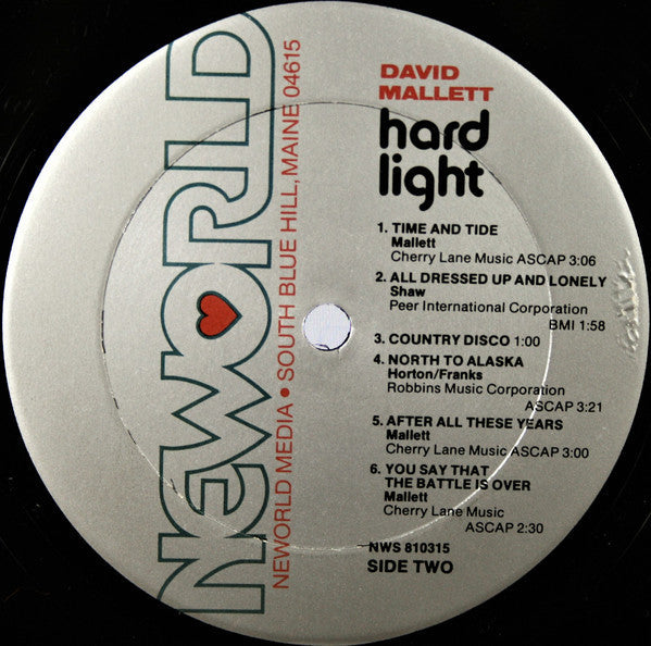 David Mallett - Hard Light (Vinyl, LP, Album) Good Plus (G+) / Very Good (VG)