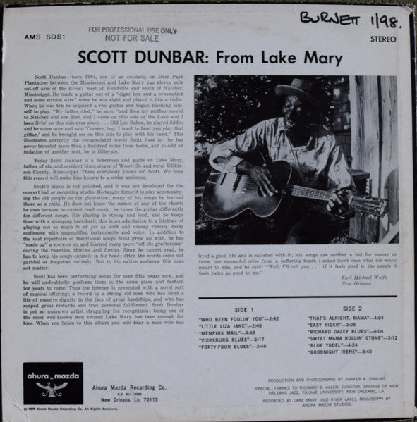 Scott Dunbar - From Lake Mary (Vinyl, LP, Album) Good Plus (G+) / Very Good (VG)