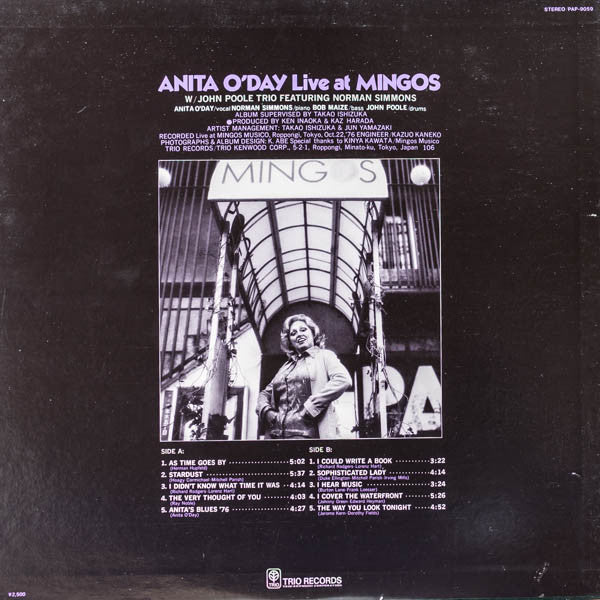 Anita O'Day - Live At Mingo's (Vinyl, LP, Album) Very Good Plus (VG+) / Very Good Plus (VG+)