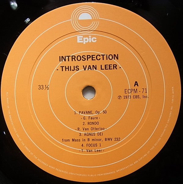Thijs Van Leer - Introspection (Vinyl, LP, Album, Quadraphonic) Very Good Plus (VG+) / Very Good Plus (VG+)