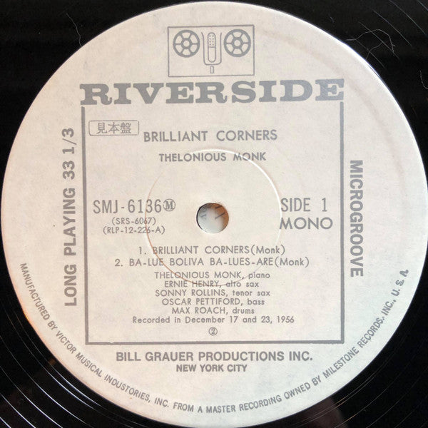 Thelonious Monk - Brilliant Corners (Vinyl, LP, Album, Promo, Mono) Very Good (VG) / Good Plus (G+)