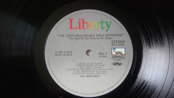 The Ventures - The Best Of The Ventures On Stage (2xVinyl, LP, Compilation, Repress, Stereo) Good Plus (G+) / Good (G)