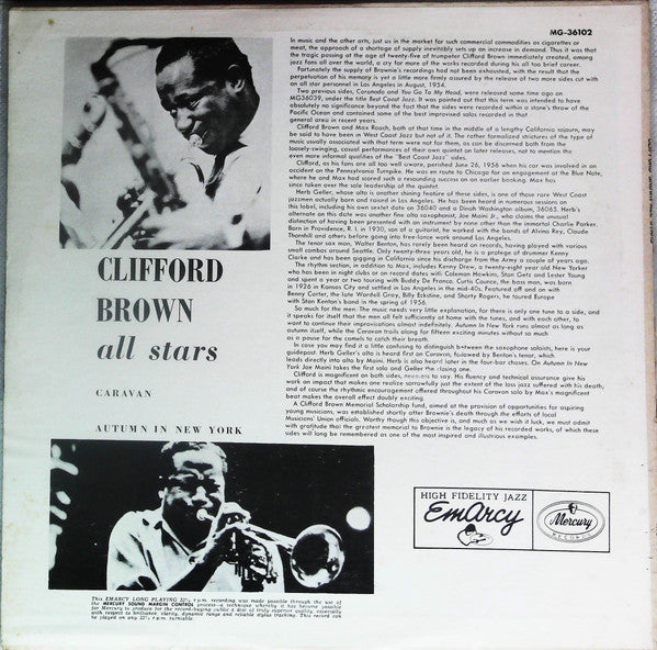 Clifford Brown All Stars - Clifford Brown All Stars (Vinyl, LP, Album, Reissue) Very Good (VG) / Very Good Plus (VG+)