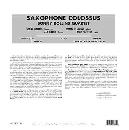 Sonny Rollins - Saxophone Colossus (Vinyl, LP, Album, Reissue) Very Good Plus (VG+) / Very Good Plus (VG+)