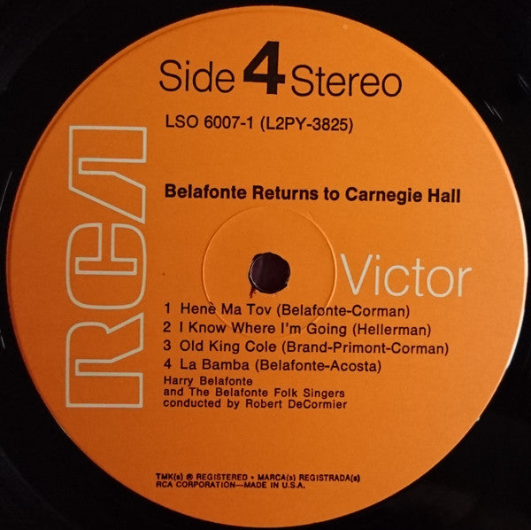 Harry Belafonte - Belafonte Returns To Carnegie Hall (2xVinyl, LP, Album, Stereo) Very Good (VG) / Very Good Plus (VG+)