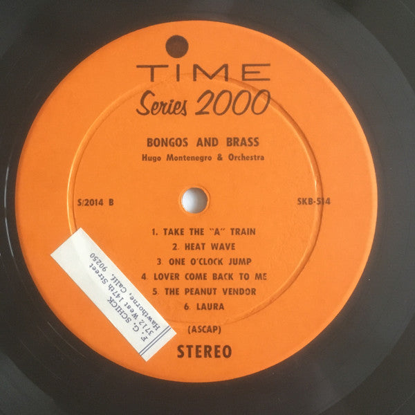 Hugo Montenegro And His Orchestra - Bongos And Brass (Vinyl, LP, Album, Stereo) Very Good (VG) / Fair (F)