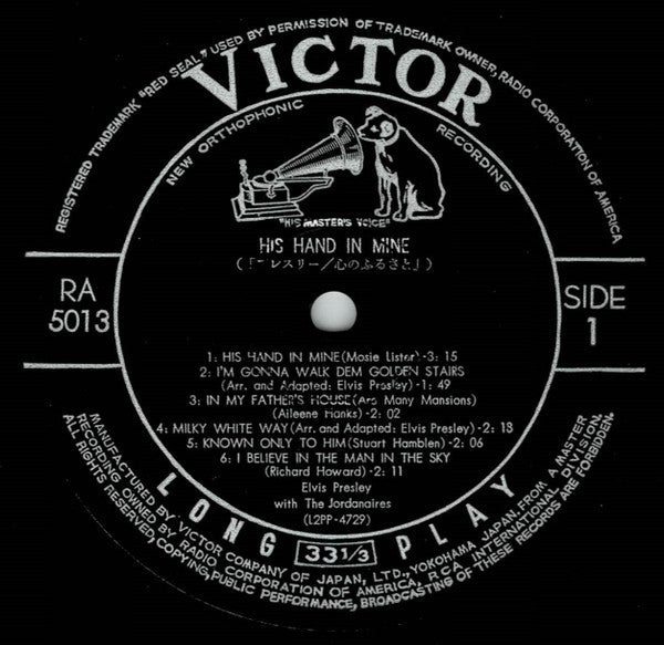 Elvis Presley - His Hand In Mine = 心のふるさと (Vinyl, LP, Album, Mono) Good Plus (G+) / Good Plus (G+)