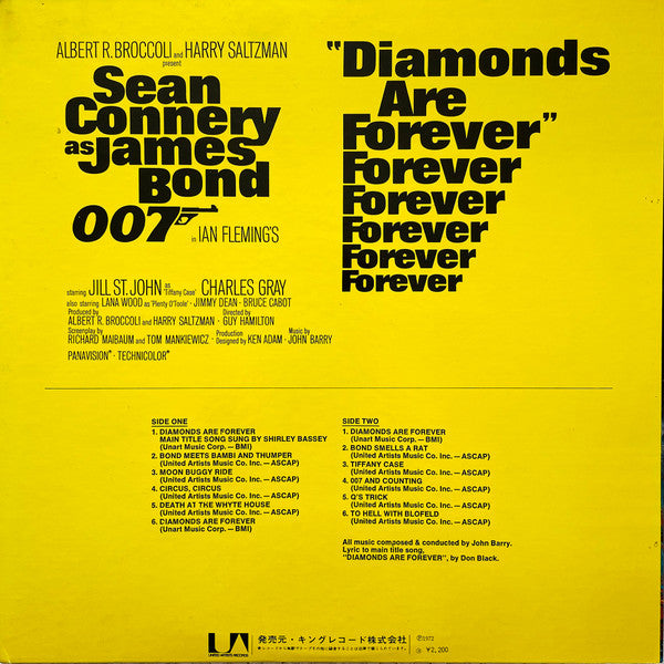 John Barry - 007 Diamonds Are Forever (Original Motion Picture Soundtrack) (Vinyl, LP, Album) Very Good Plus (VG+) / Very Good (VG)