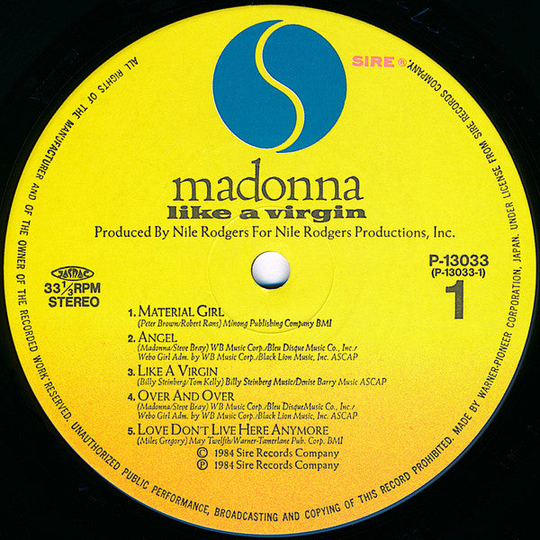 Madonna - Like A Virgin (Vinyl, LP, Album, Stereo) Very Good Plus (VG+) / Very Good Plus (VG+)