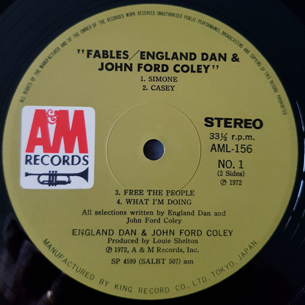 England Dan & John Ford Coley - Fables (Vinyl, LP, Album, Stereo) Very Good Plus (VG+) / Very Good Plus (VG+)
