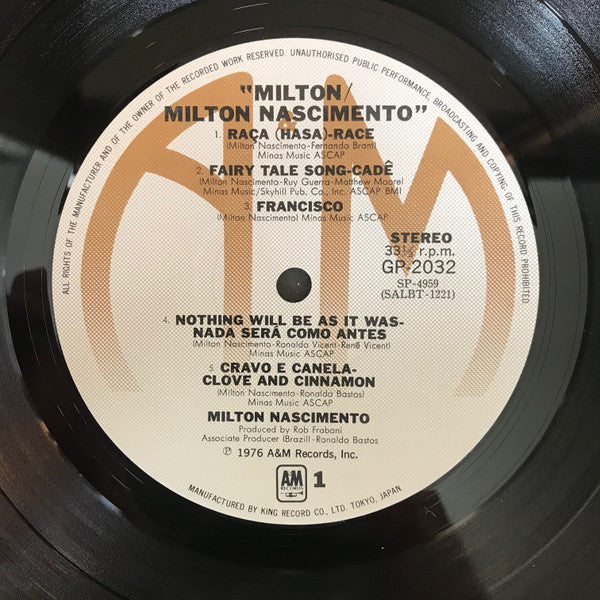 Milton Nascimento - Milton (Vinyl, LP, Album) Very Good (VG) / Very Good (VG)