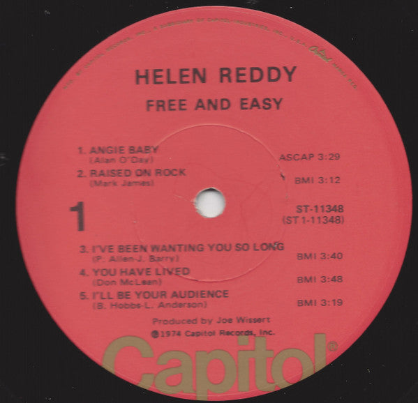 Helen Reddy - Free And Easy (Vinyl, LP, Album) Very Good Plus (VG+) / Very Good (VG)