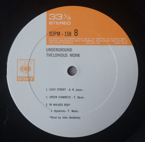 Thelonious Monk - Underground (Vinyl, LP, Album, Stereo)