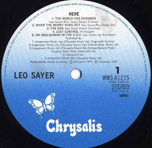 Leo Sayer - Here (Vinyl, LP, Album) Very Good Plus (VG+) / Near Mint (NM or M-)