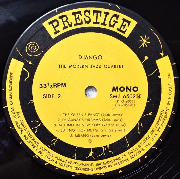 The Modern Jazz Quartet - Django (Vinyl, LP, Album, Misprint, Reissue, Remastered, Mono) Very Good (VG) / Very Good (VG)