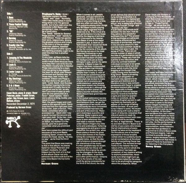 Oscar Peterson - "Satch" And "Josh" (Vinyl, LP, Album, Stereo) Very Good Plus (VG+) / Very Good (VG)