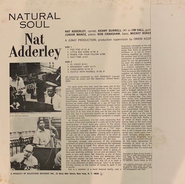 Nat Adderley - Natural Soul (Vinyl, LP, Reissue, Remastered, Stereo) Good Plus (G+) / Very Good (VG)