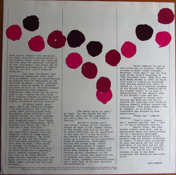 Milt Jackson - Olinga (Vinyl, LP, Album, Reissue) Very Good Plus (VG+) / Very Good Plus (VG+)