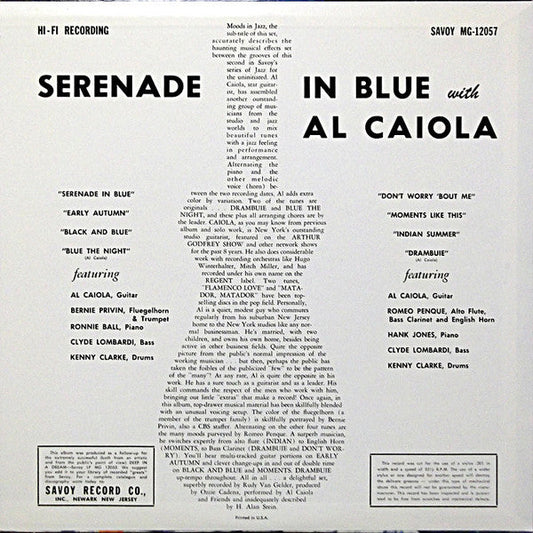 Al Caiola - Serenade In Blue (Vinyl, LP, Album, Reissue, Mono) Very Good Plus (VG+) / Very Good Plus (VG+)