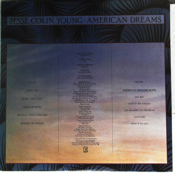Jesse Colin Young - American Dreams (Vinyl, LP, Album) Very Good Plus (VG+) / Very Good Plus (VG+)