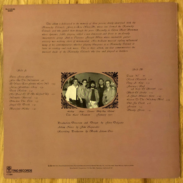 The Kentucky Colonels - Livin' In The Past (Vinyl, LP, Album, Mono) Very Good Plus (VG+) / Good Plus (G+)