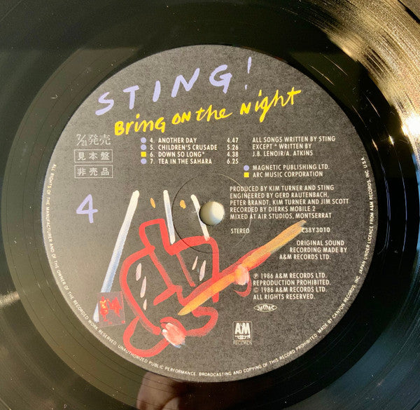 Sting - Bring On The Night (2xVinyl, LP, Album, Promo, Stereo) Very Good Plus (VG+) / Very Good Plus (VG+)
