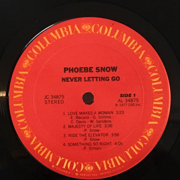 Phoebe Snow - Never Letting Go (Vinyl, LP, Album, Stereo) Very Good Plus (VG+) / Very Good Plus (VG+)