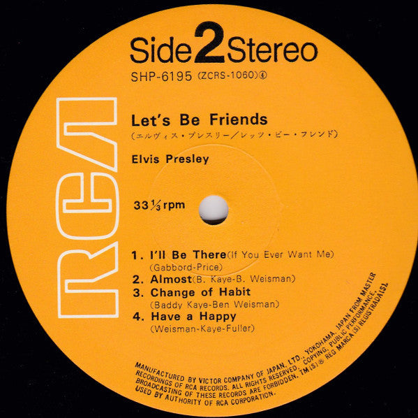 Elvis Presley - Let's Be Friends (Vinyl, LP, Album, Stereo, Mono) Very Good Plus (VG+) / Very Good Plus (VG+)