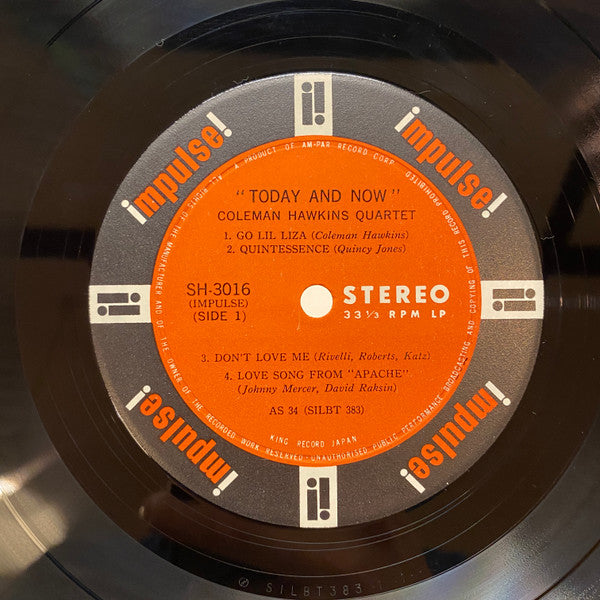 Coleman Hawkins Quartet - Today And Now (Vinyl, LP, Album, Stereo) Very Good Plus (VG+) / Very Good Plus (VG+)