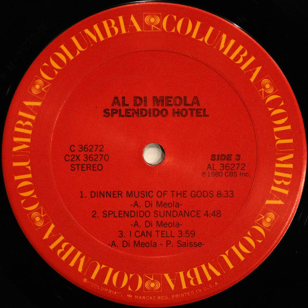 Al Di Meola - Splendido Hotel (2xVinyl, LP, Album, Stereo) Very Good (VG) / Very Good Plus (VG+)