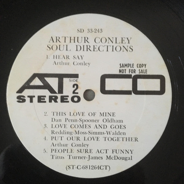 Arthur Conley - Soul Directions (Vinyl, LP, Album, Promo, Stereo) Very Good Plus (VG+) / Very Good Plus (VG+)