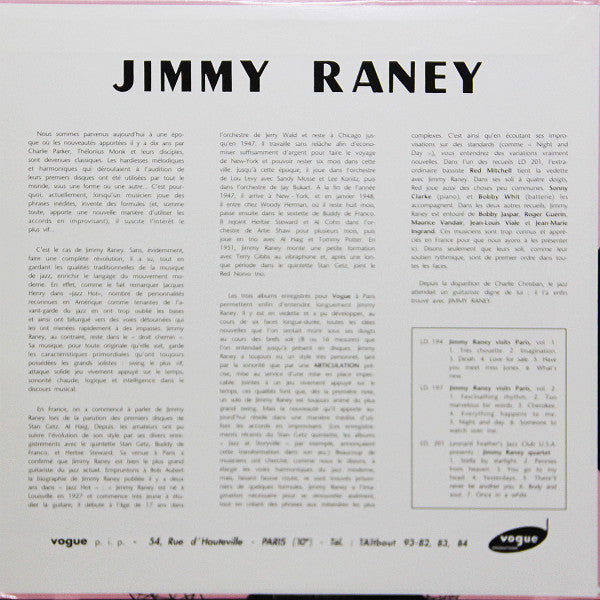Jimmy Raney Quartet - Jimmy Raney Quartet Visits Paris (Vinyl, 10", Album, Remastered, Mono) Very Good Plus (VG+) / Very Good Plus (VG+)