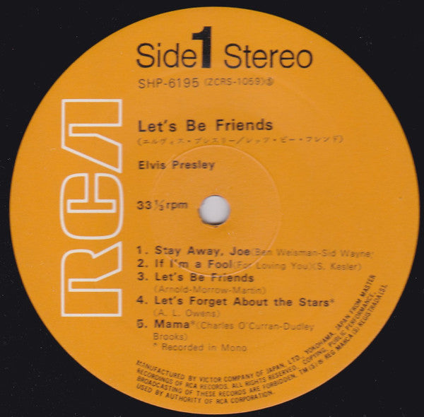 Elvis Presley - Let's Be Friends (Vinyl, LP, Album, Stereo, Mono) Very Good Plus (VG+) / Very Good Plus (VG+)