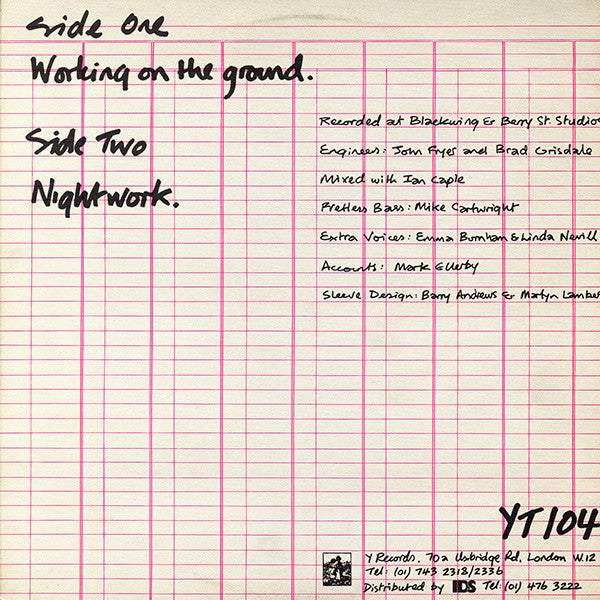 Shriekback - Working On The Ground (Vinyl, 12", 45 RPM, Stereo) Very Good Plus (VG+) / Near Mint (NM or M-)