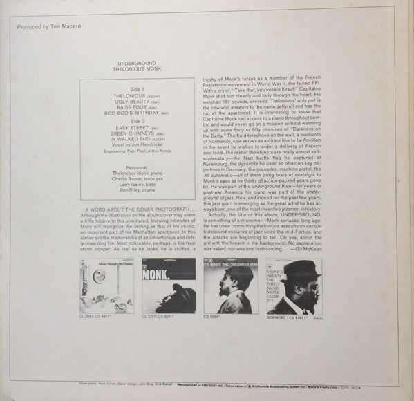 Thelonious Monk - Underground (Vinyl, LP, Album, Stereo)
