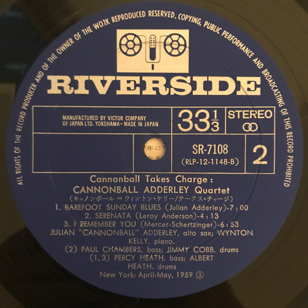 Cannonball Adderley Quartet - Cannonball Takes Charge (Vinyl, LP, Album, Stereo) Very Good Plus (VG+) / Very Good Plus (VG+)