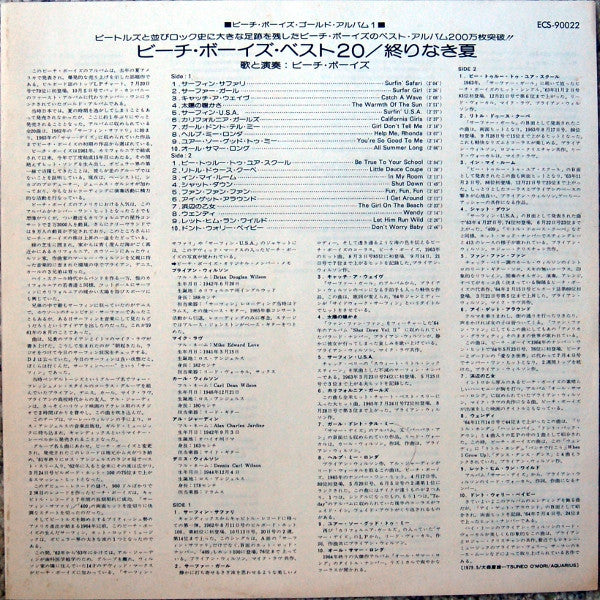 The Beach Boys - Endless Summer = ベスト20 / 終わりなき夏 (Vinyl, LP, Compilation, Promo) Very Good Plus (VG+) / Good Plus (G+)