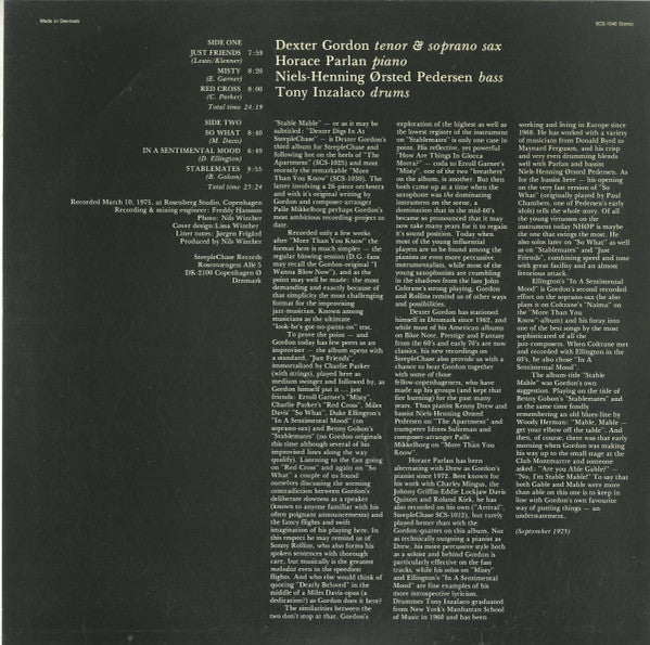 Dexter Gordon Quartet - Stable Mable (Vinyl, LP, Stereo) Very Good Plus (VG+) / Good Plus (G+)