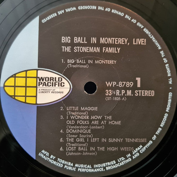 The Stoneman Family - Big Ball In Monterey, Live! (Vinyl, LP, Album, Stereo) Very Good Plus (VG+) / Very Good (VG)