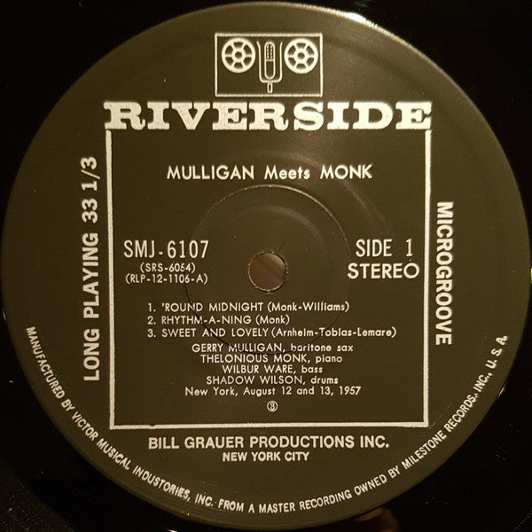Thelonious Monk - Mulligan Meets Monk (Vinyl, LP, Album, Reissue, Stereo) Very Good Plus (VG+) / Very Good Plus (VG+)