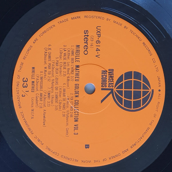 Mireille Mathieu - Golden Collection Vol. 3 (Vinyl, LP, Compilation, Stereo) Good Plus (G+) / Good Plus (G+)